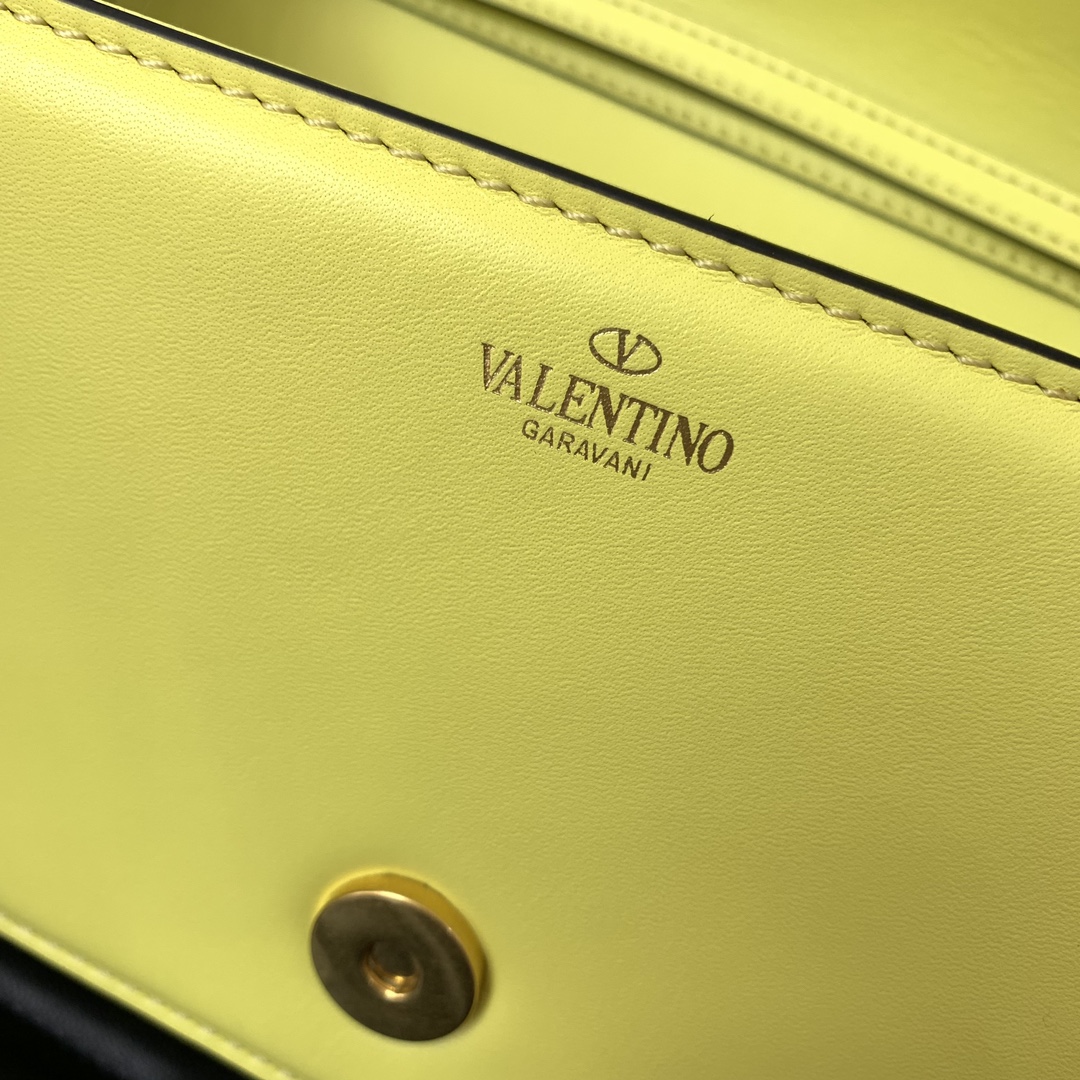 Valentino Garavani Loco Shoulder Bag in Yellow Calfskin Leather